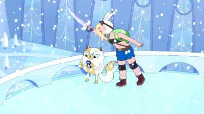I'll be right down. Stay
here so you don't get lost. - Adventure Time: Fionna & Cake