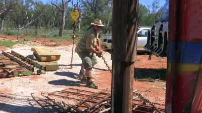 I'll get the machine fired.
Pete and mate, Gavin, - Outback Opal Hunters