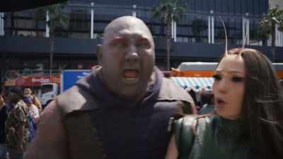 -I'll rip your head off!
-Drax! Stop being a bigot. - The Guardians of the Galaxy Holiday Special