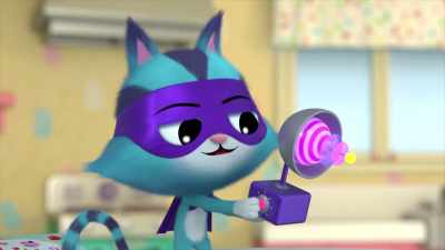 I'll switch the dial on my Cat Blaster
to my Hide-and-Seek Ray. - Gabby's Dollhouse