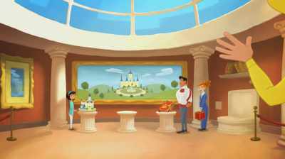 I'm here!
[stutters] I'm here.
So sorry I'm late. - Curious George: Royal Monkey