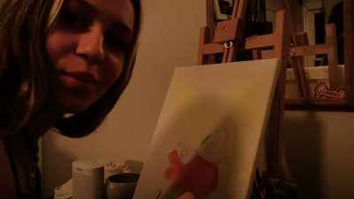 I'm like Bob Ross.
[giggles] - He's Watching