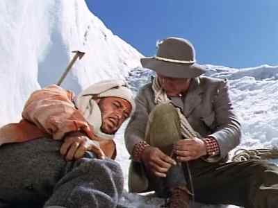 I'm making you a sling.
Since we can't go up, we'll go down. - Third Man on the Mountain