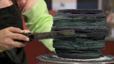  I'm shaving down the edges
 of my cauldron - Halloween Cookie Challenge