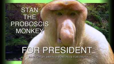 I'm Stan the proboscis monkey,
and I approve this message. - Absurd Planet