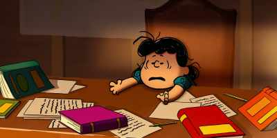 "In 1620, the Mayflower set sail
from England, - Snoopy Presents: Lucy's School
