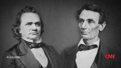 >>> IN 1858, ABRAHAM LINCOLN
CHALLENGES STEVEN A. DOUGLAS, - Lincoln: Divided We Stand
