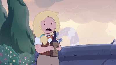 In an ice-cream cart. - Adventure Time: Fionna & Cake