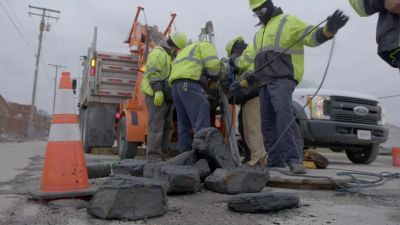 In Cleveland, field tech Josh Jeffy leads a crew - Sewer Divers