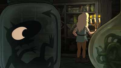 In here! Hurry! I'm outta cigarettes! - Disenchantment