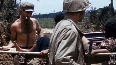 In one instance,
Americans come upon a girl - The Pacific War in Color