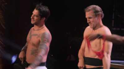 In rehearsal,
I put James' eye out - The Real Full Monty