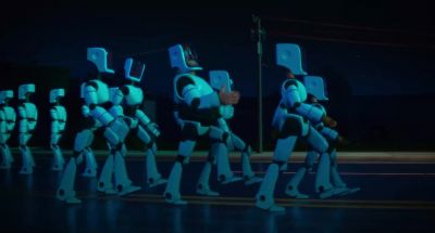 In robotic voice Bleep blorp bleep blorp I am a robot - The Mitchells vs the Machines