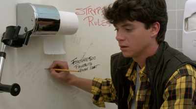 In the bathroom scene, there's a Monster Squad
easter egg. - In Search of Darkness