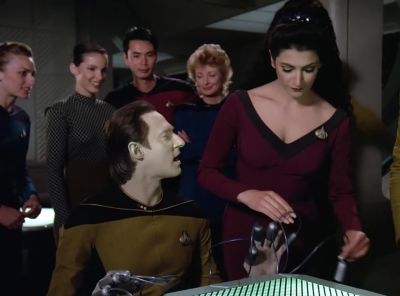 In the present context, what did
she mean by, "Bust him up"? - Star Trek: The Next Generation