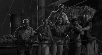 In the water!
The lantern frightened him off. - Creature from the Black Lagoon