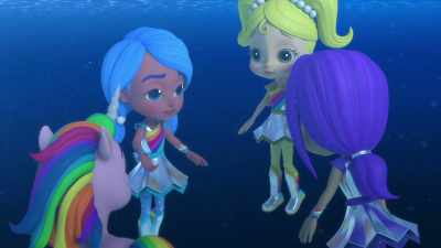 Indy, how fast
can you swim around the lake - Rainbow Rangers