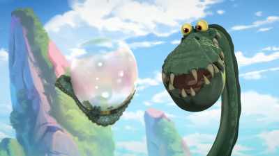 -(inhales, blows air)
-(whimpering) - Gigantosaurus