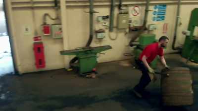 Inside the Cooperage, John sets to work
on the order with lightning speed. - Europe From Above
