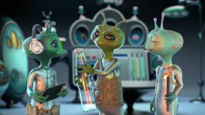 - [instructs kindly]
- [compliant babbling] - Alien TV