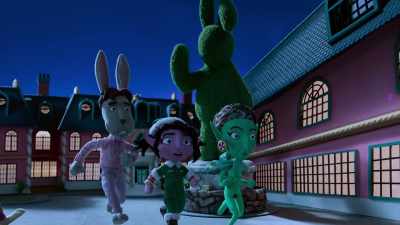 -(intense music plays)
-(zombie rabbits growling) - Santa Inc.