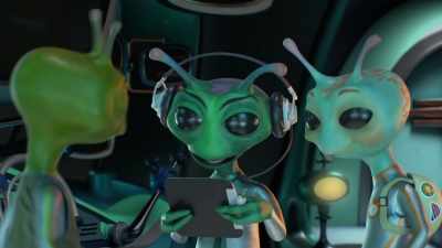 [interested babbling] - Alien TV