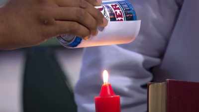 Into the can.
This is how fire walking works. - Bill Nye Saves the World