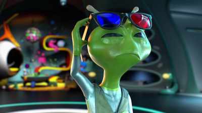 [intrigued babbling] - Alien TV