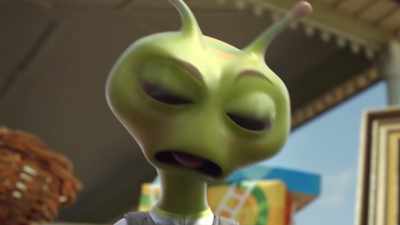 [intrigued babbling] - Alien TV