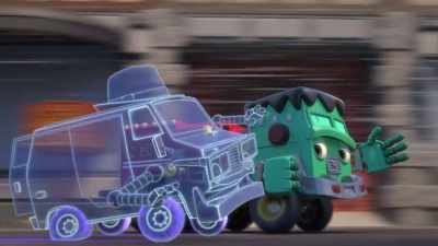 [Invisible Van gasps, shrieks] - Mighty Monsterwheelies