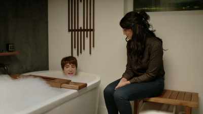 Is it at all weird
that I'm in his bathtub? - Chad
