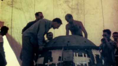 is-winched-up-a-hundred-feet-ready-for-the-drop - America in Color