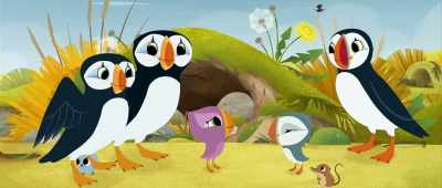 -Isabelle? Want to come play?
-Hmmm? - Puffin Rock and the New Friends