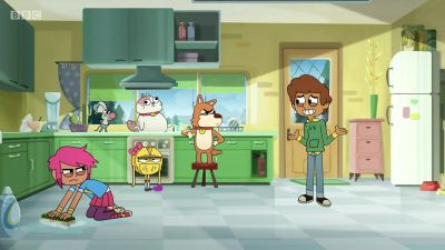 Isn't it fun doing things as a family? - Boy Girl Dog Cat Mouse Cheese