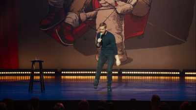 "It comes out of that shoe.
[giggles] - Andrew Santino: Home Field Advantage