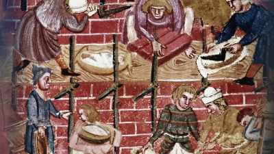 It was hung as a section from the walls and lifted higher - Ancient Engineering