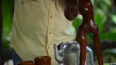 It just needs some below boiling water
slowly into the coffee. - The Reluctant Traveler with Eugene Levy
