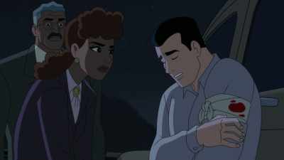 - It just winged me.
- You are not all right. - Batman: Caped Crusader