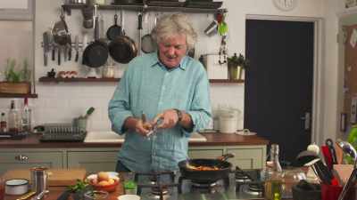 It manages to squash the garlic - James May: Oh Cook!
