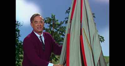 It must take two grown-ups to set up a tent. - A Beautiful Day in the Neighborhood