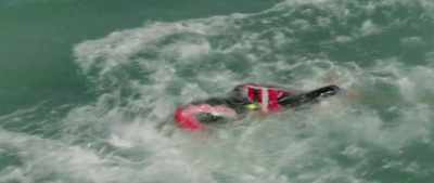 It pulls him off his ski in a
painful lesson of restraint. - Hot Water