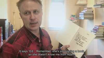It says "Ed." Remember, she's signing a book,
so she doesn't know me form Adam. - 1946: The Mistranslation That Shifted Culture