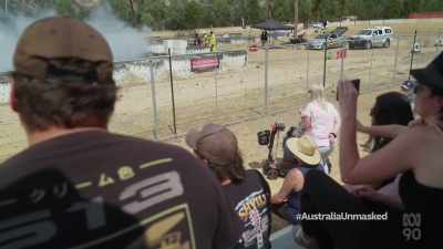 It seems burnouts
are a real community affair. - Miriam Margolyes: Australia Unmasked