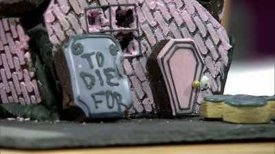 -It is shaped like a coffin.
-[Jet chuckles] - Halloween Cookie Challenge