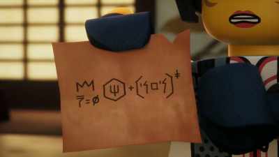 It spells out the words
"Crown Mono Stereo." - LEGO Ninjago: Dragons Rising