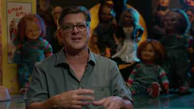 It was spinning, falling off.
We're shooting and shooting - Doc of Chucky