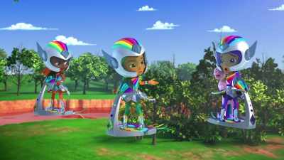 It uses a series of successively receding - Rainbow Rangers