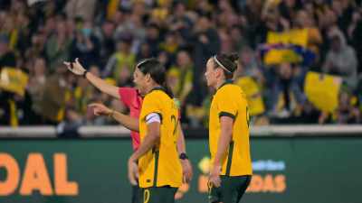 It's 3-0 in Canberra,
and Sam Kerr is smiling. - Matildas: The World at Our Feet