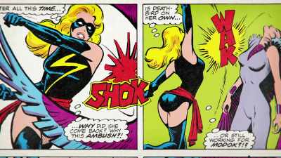 It's a bathing suit
with thigh-high boots and a sash, - Marvel's Behind the Mask