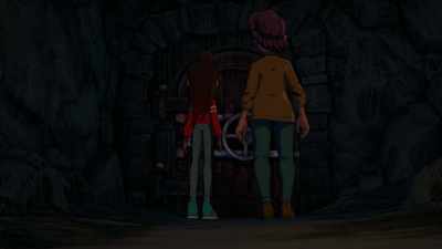 It's a big metal door, like a vault. - Curses!